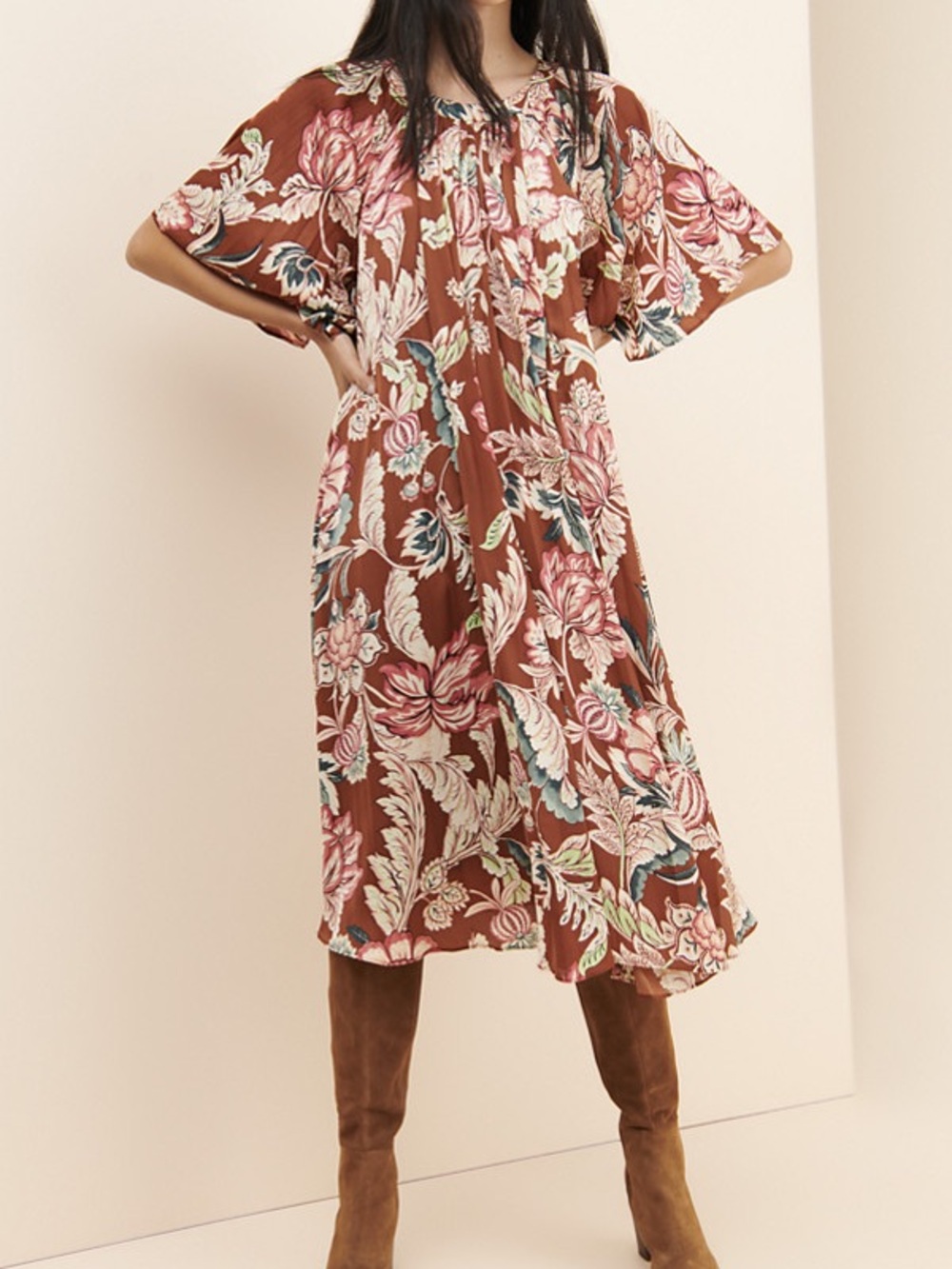 Anthropologie Leandra Pleated Midi Dress XS